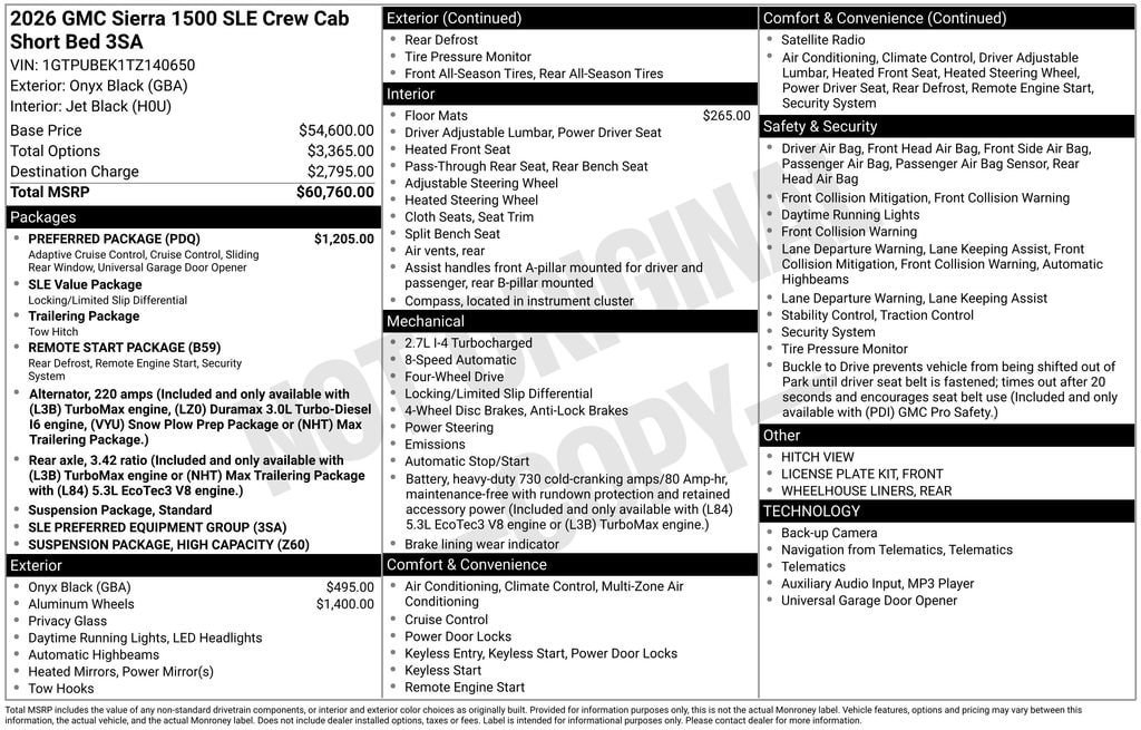 New 2026 GMC Sierra 1500 SLE w/ Preferred Package AWD/4WD image 5
