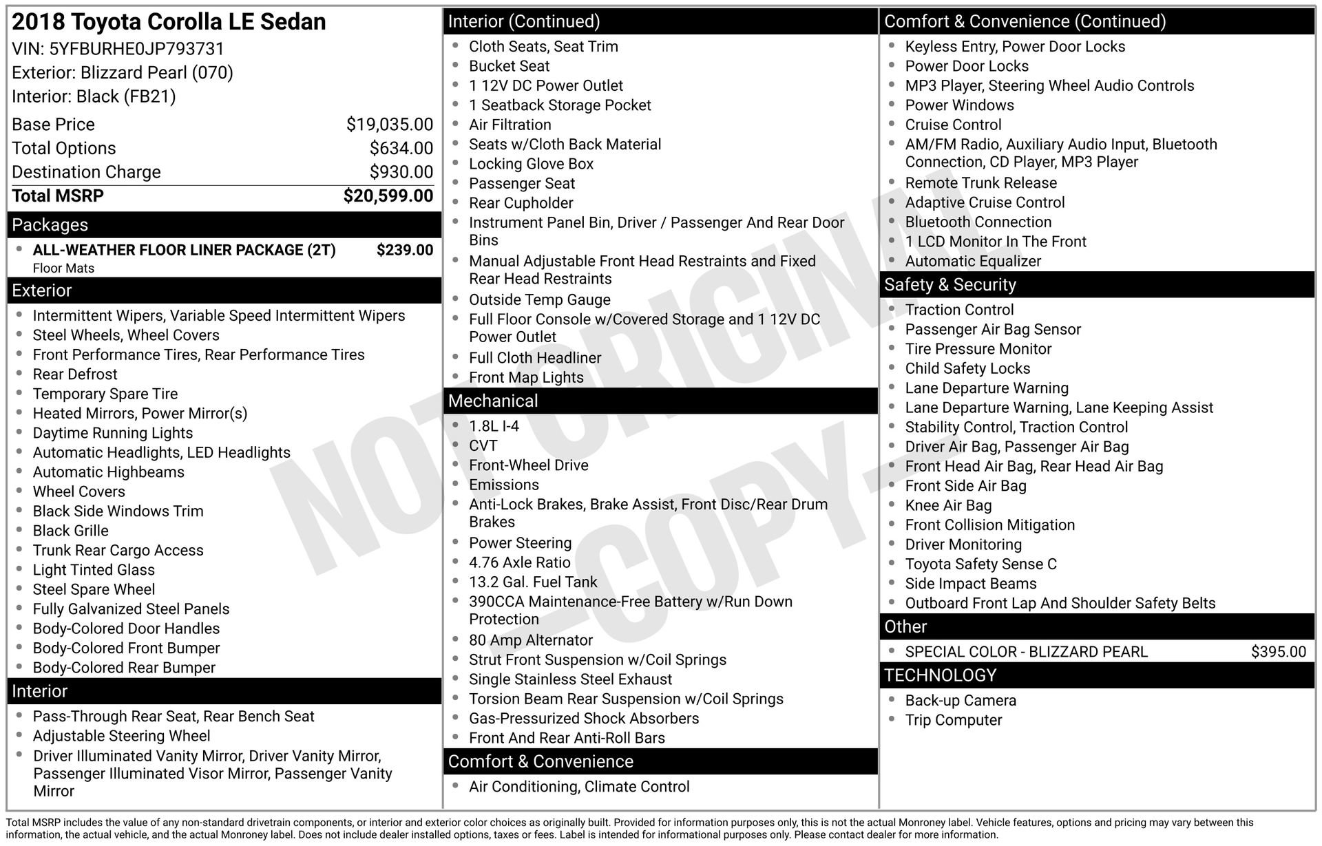 Used 2018 Toyota Corolla LE image 3