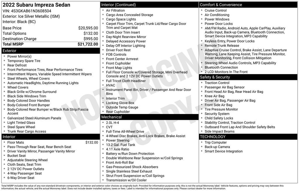 Used 2022 Subaru Impreza 2.0i AWD/4WD image 26