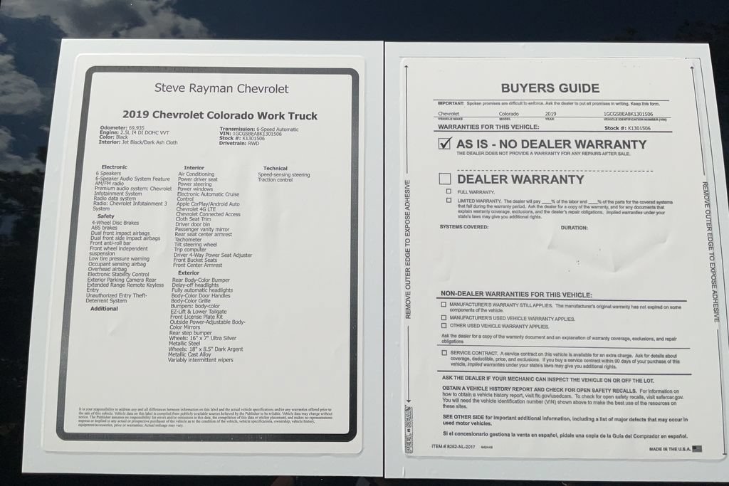 Certified 2019 Chevrolet Colorado W/T w/ Custom Special Edition RWD image 25