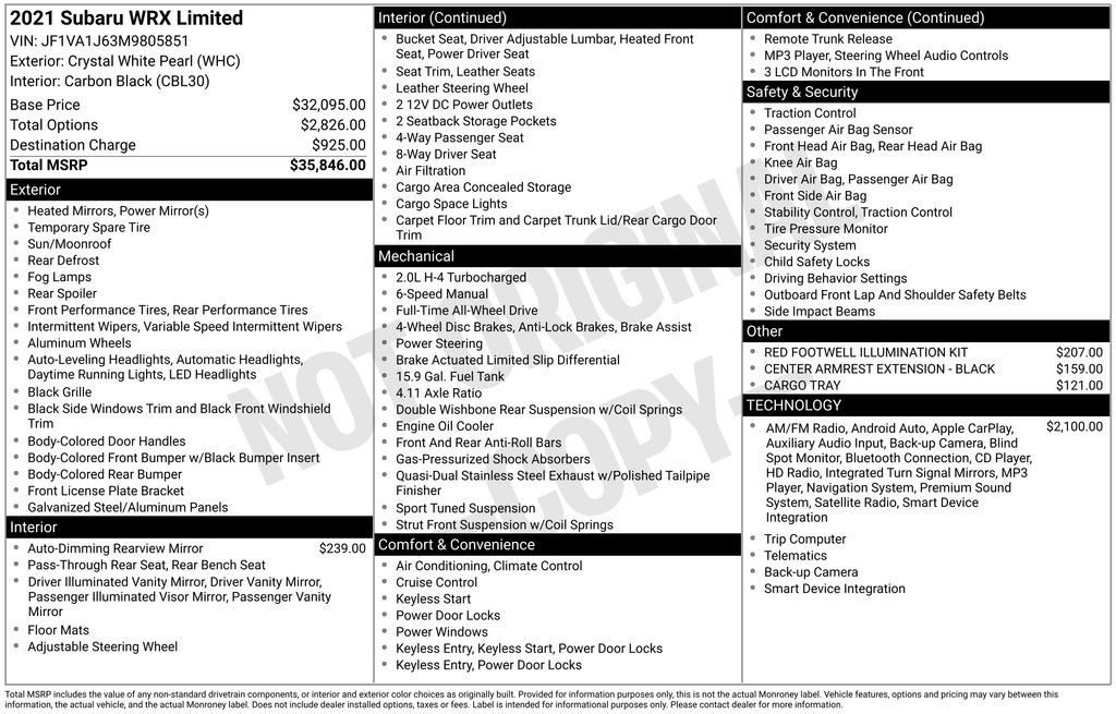 Used 2021 Subaru WRX Limited image 39