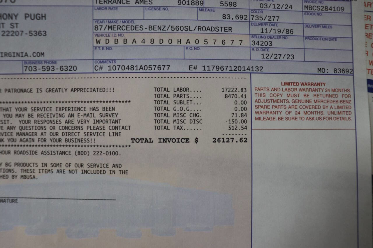 Used 1987 Mercedes-Benz 560 SL image 34