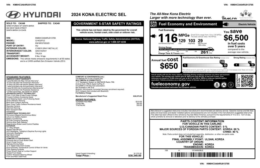 Used 2024 Hyundai Kona SEL image 2