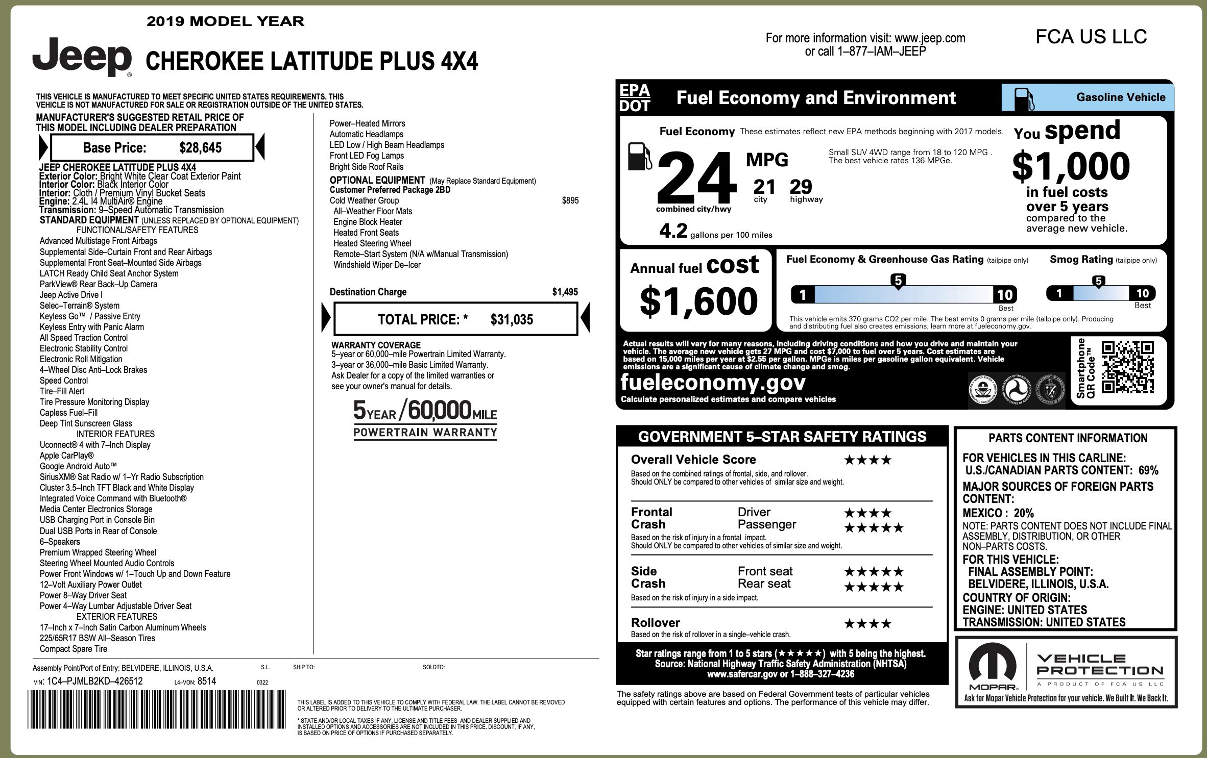 Used 2019 Jeep Cherokee Latitude Plus w/ Cold Weather Group image 5