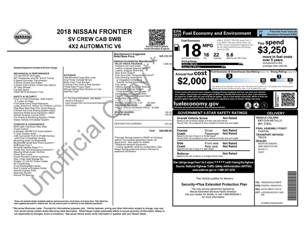 Used 2018 Nissan Frontier SV w/ Value Truck Package image 7
