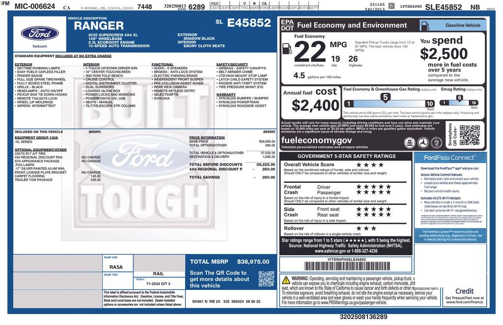 New 2025 Ford Ranger XL w/ Trailer Tow Package image 2