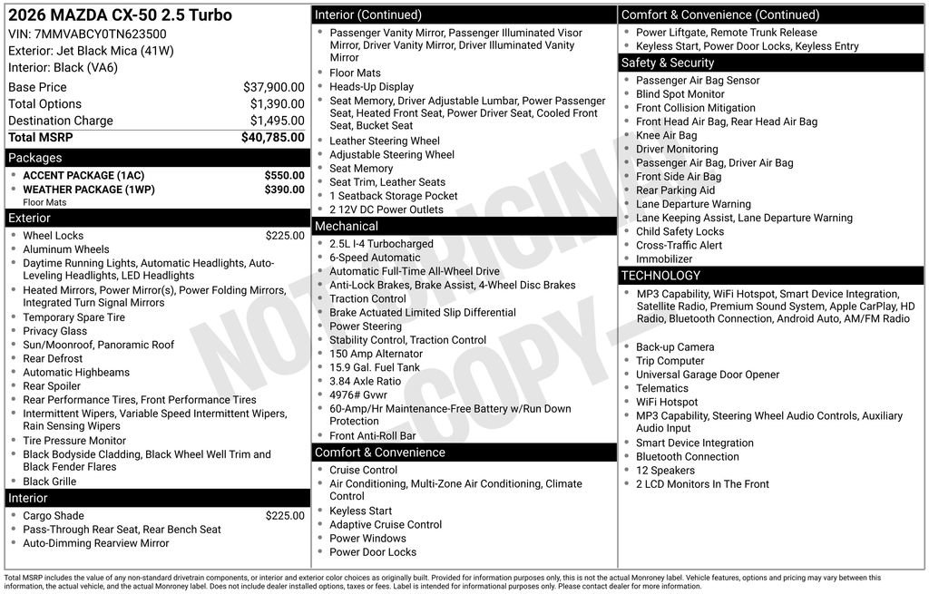 New 2026 MAZDA CX-50 AWD 2.5 S w/ Accent Package image 6