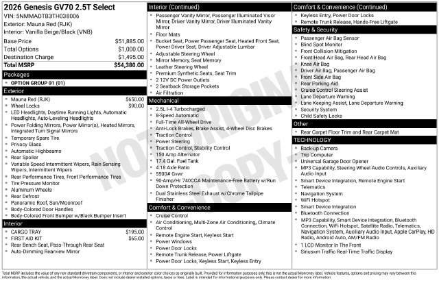 Used 2026 Genesis GV70 2.5T Select AWD/4WD image 32