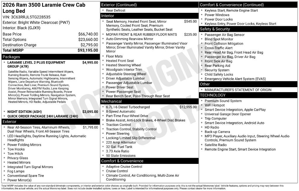 New 2026 RAM 3500 Laramie AWD/4WD image 5