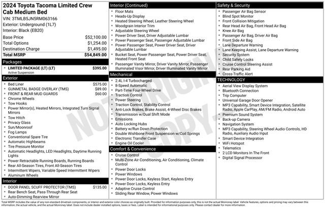 Used 2024 Toyota Tacoma Limited w/ Limited Package (LT) AWD/4WD image 34