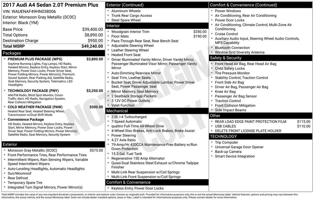 Used 2017 Audi A4 2.0T Premium Plus w/ Premium Plus Package image 2