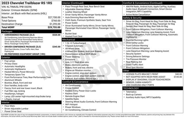 Used 2023 Chevrolet TrailBlazer RS w/ Convenience Package image 5