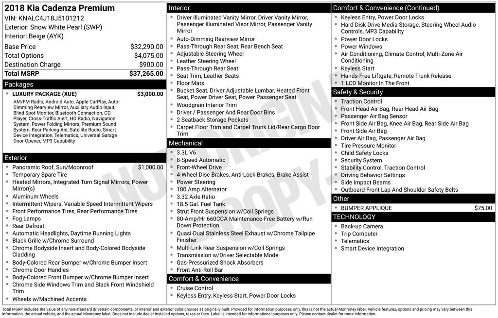 Used 2018 Kia Cadenza Premium w/ Luxury Package FWD image 47