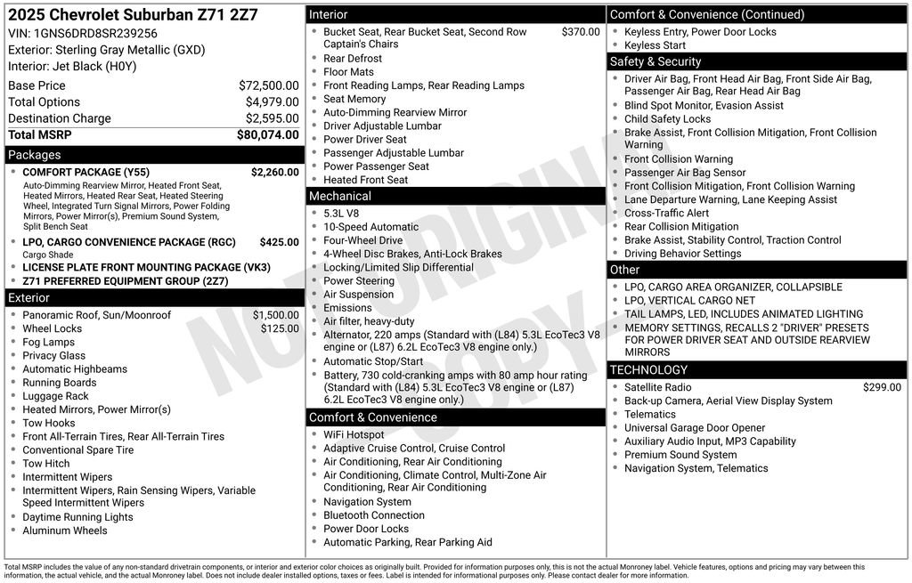 Used 2025 Chevrolet Suburban Z71 w/ Comfort Package AWD/4WD image 42