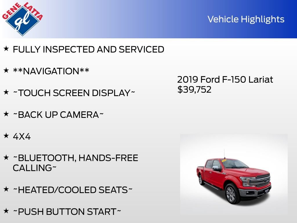 Certified 2019 Ford F150 Lariat w/ Equipment Group 502A Luxury AWD/4WD image 35