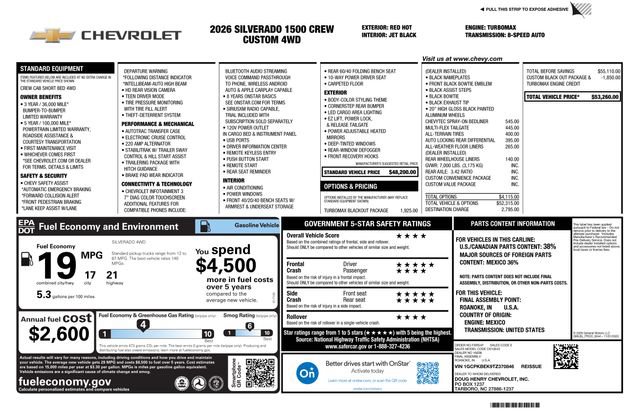 New 2026 Chevrolet Silverado 1500 Custom w/ Turbomax Blackout Package AWD/4WD image 4