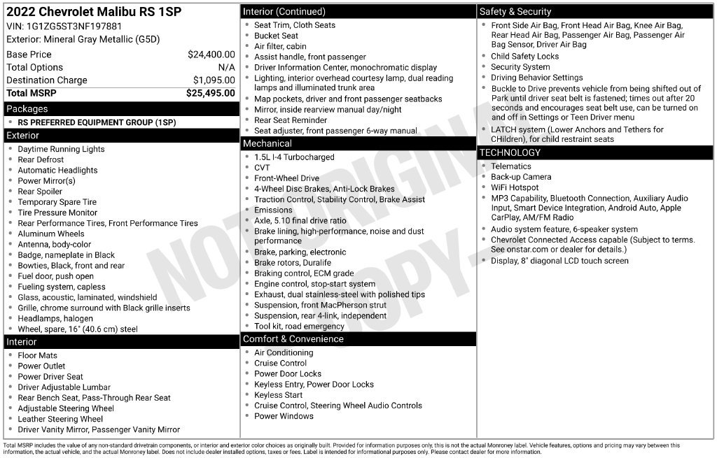 Used 2022 Chevrolet Malibu RS FWD image 6