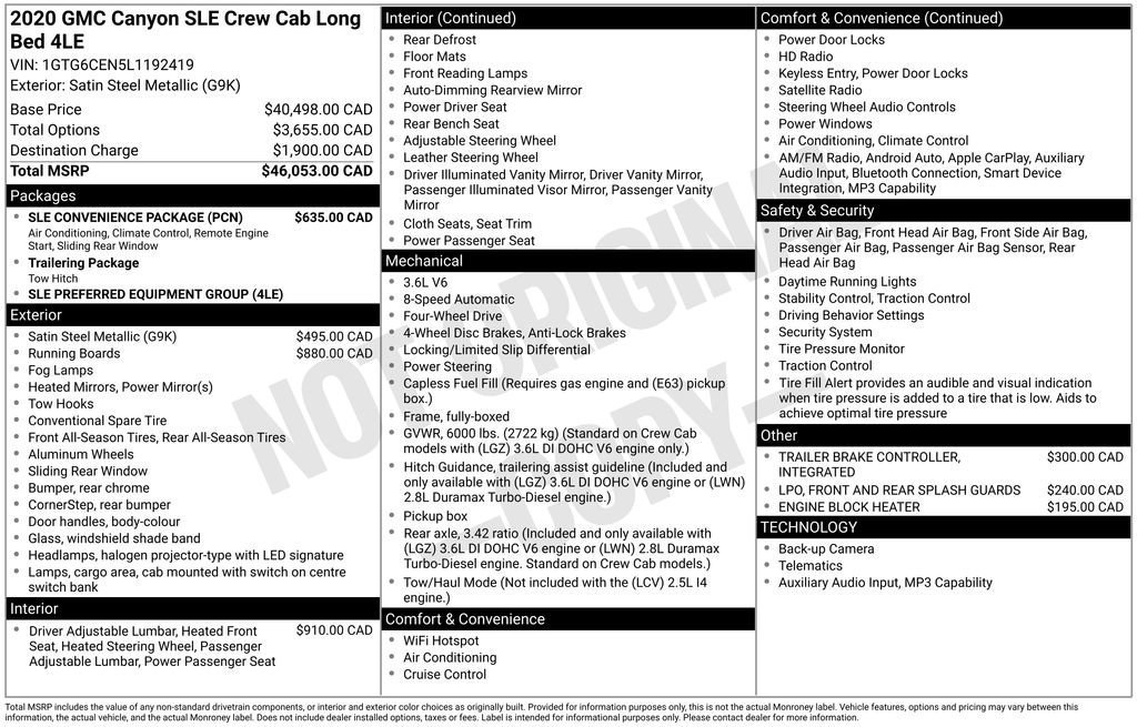 Certified 2020 GMC Canyon SLE w/ SLE Convenience Package AWD/4WD image 21