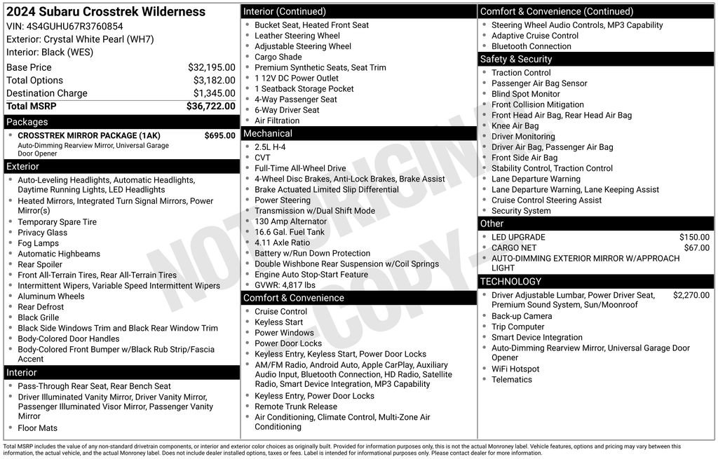 Used 2024 Subaru Crosstrek 2.5i Wilderness w/ Crosstrek Mirror Package image 44