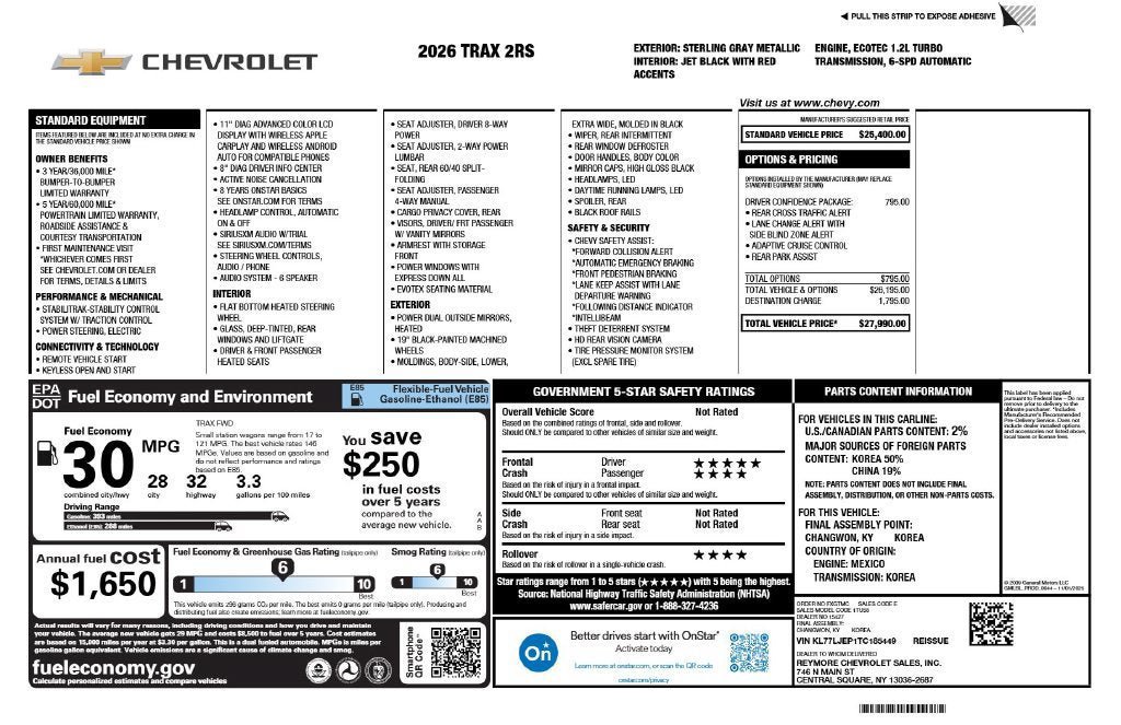New 2026 Chevrolet Trax RS w/ Driver Confidence Package FWD image 3