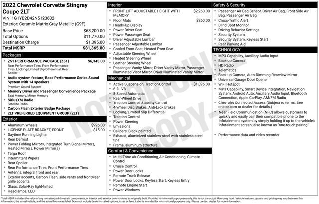 Used 2022 Chevrolet Corvette Stingray Preferred Cpe w/ Z51 Performance Package image 3