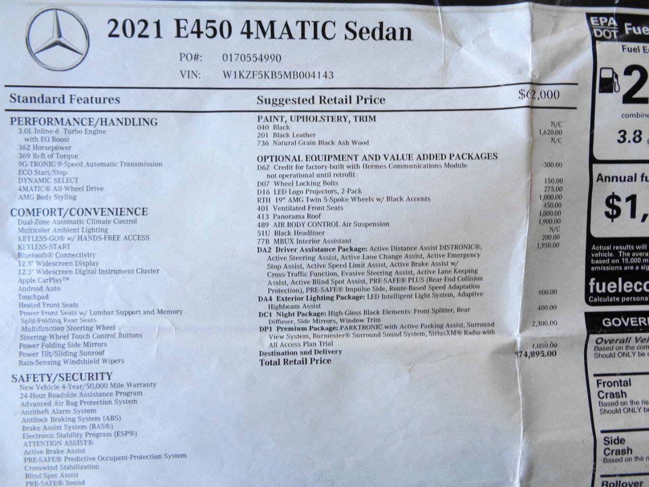 Used 2021 Mercedes-Benz E 450 E 450 4MATIC Sedan w/ Premium Package image 22