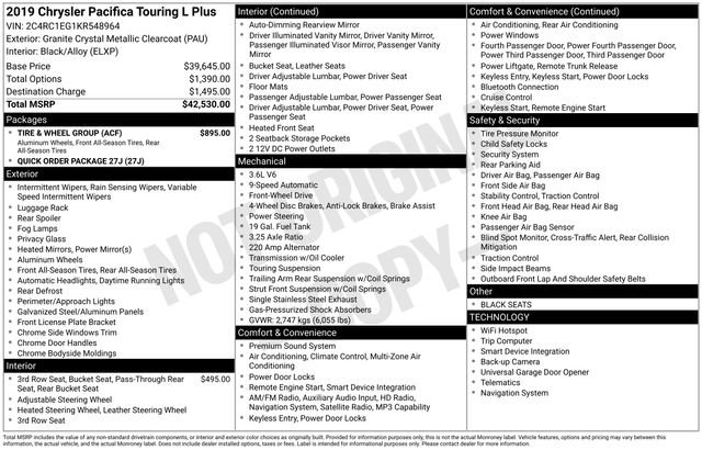 Used 2019 Chrysler Pacifica Touring-L Plus w/ Tire & Wheel Group FWD image 16