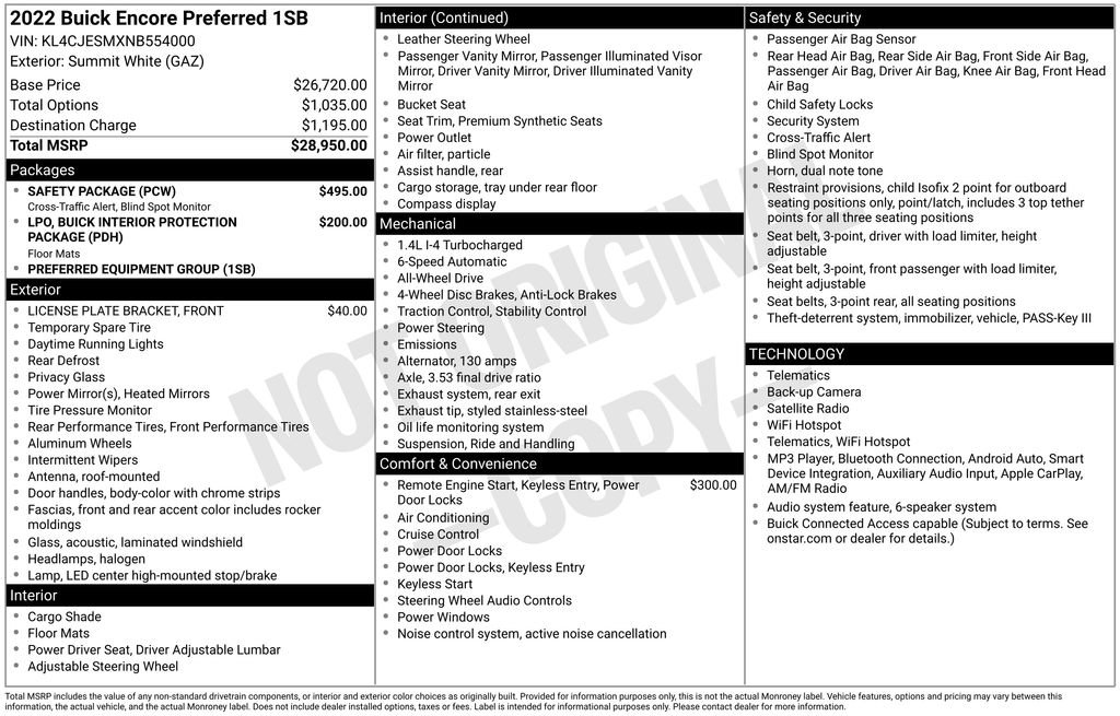 Certified 2022 Buick Encore Preferred w/ Safety Package AWD/4WD image 33