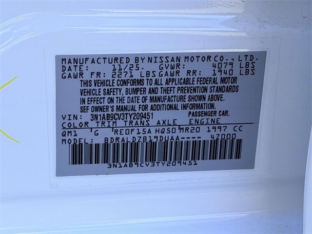 New 2026 Nissan Sentra SV w/ Floor Mat Package image 24