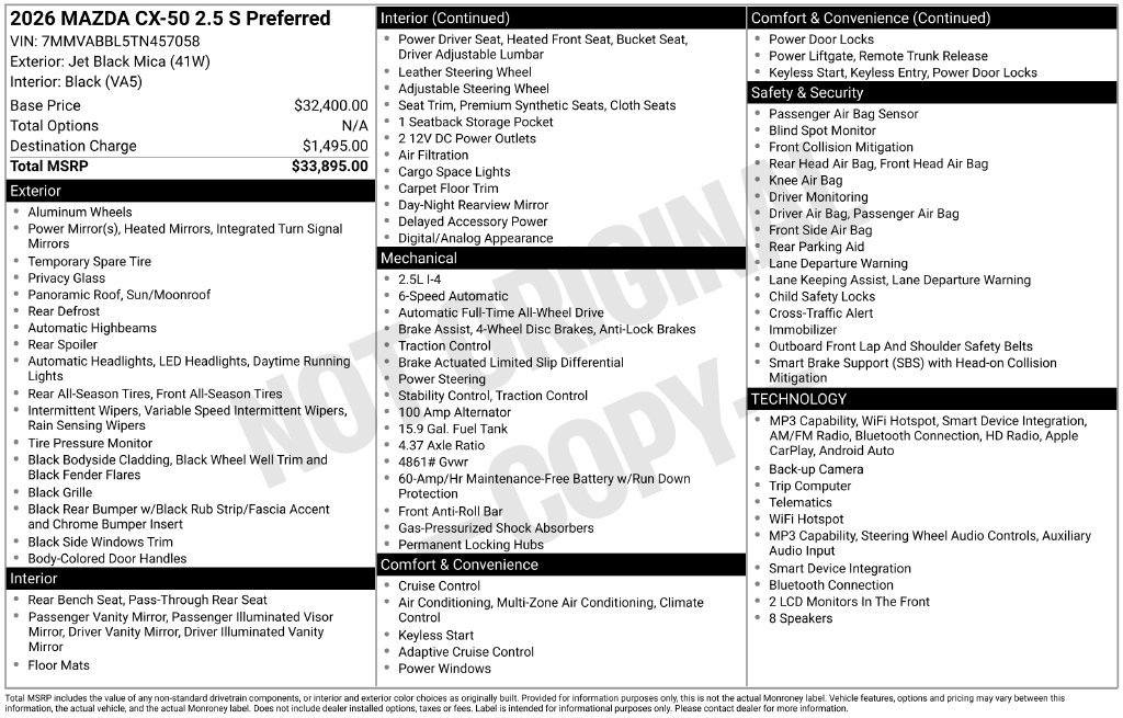 Used 2026 MAZDA CX-50 AWD 2.5 S w/ Preferred Pkg image 7