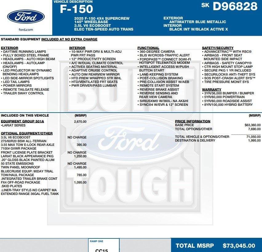 New 2025 Ford F150 Lariat w/ Equipment Group 501A Mid image 2