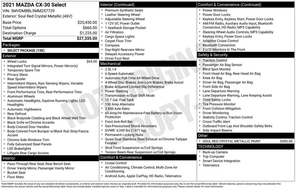 Certified 2021 MAZDA CX-30 AWD 2.5 S w/ Select Package image 10