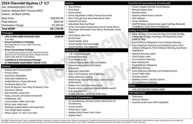 Used 2024 Chevrolet Equinox LT w/ LPO, Floor Liner Package FWD image 15