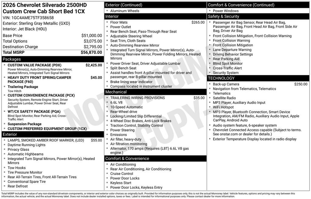 New 2026 Chevrolet Silverado 2500 Custom w/ Custom Value Package RWD image 4