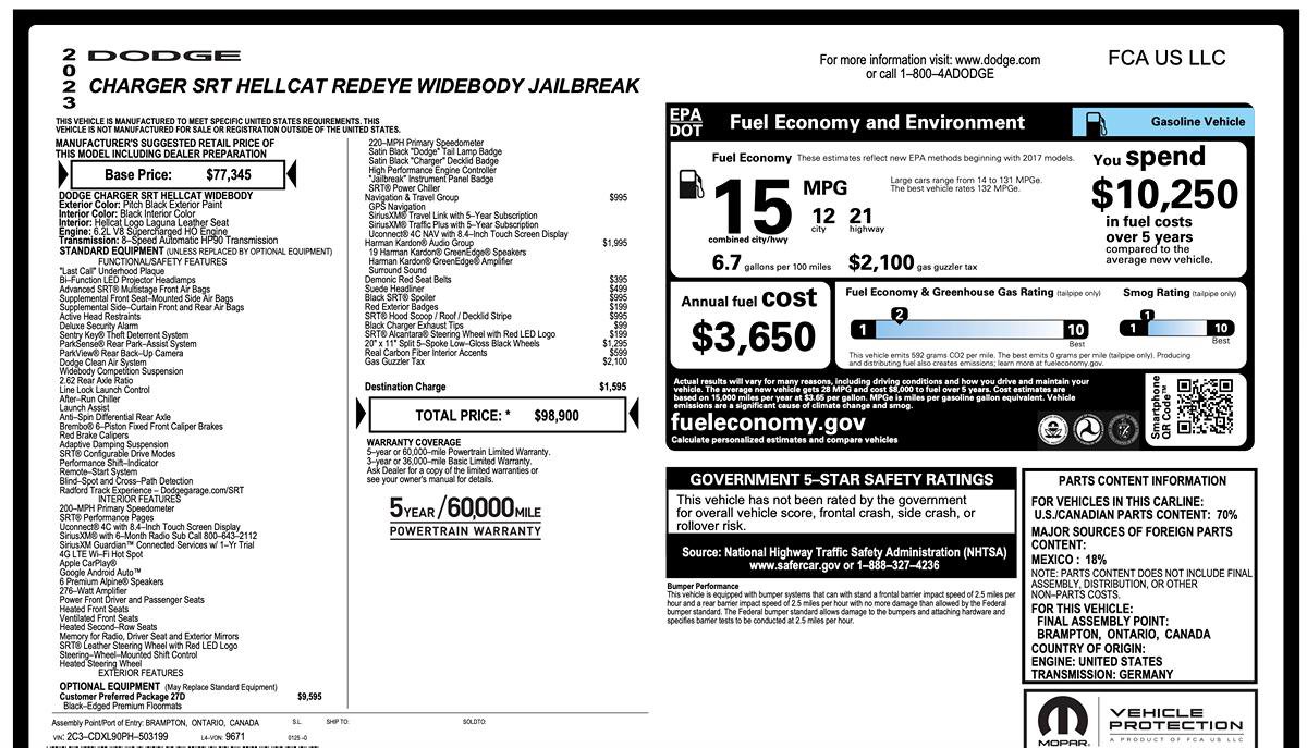 Used 2023 Dodge Charger SRT Hellcat image 7