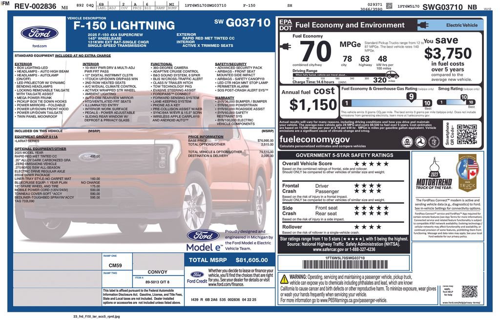 Used 2025 Ford F150 Lightning Lariat AWD/4WD image 34