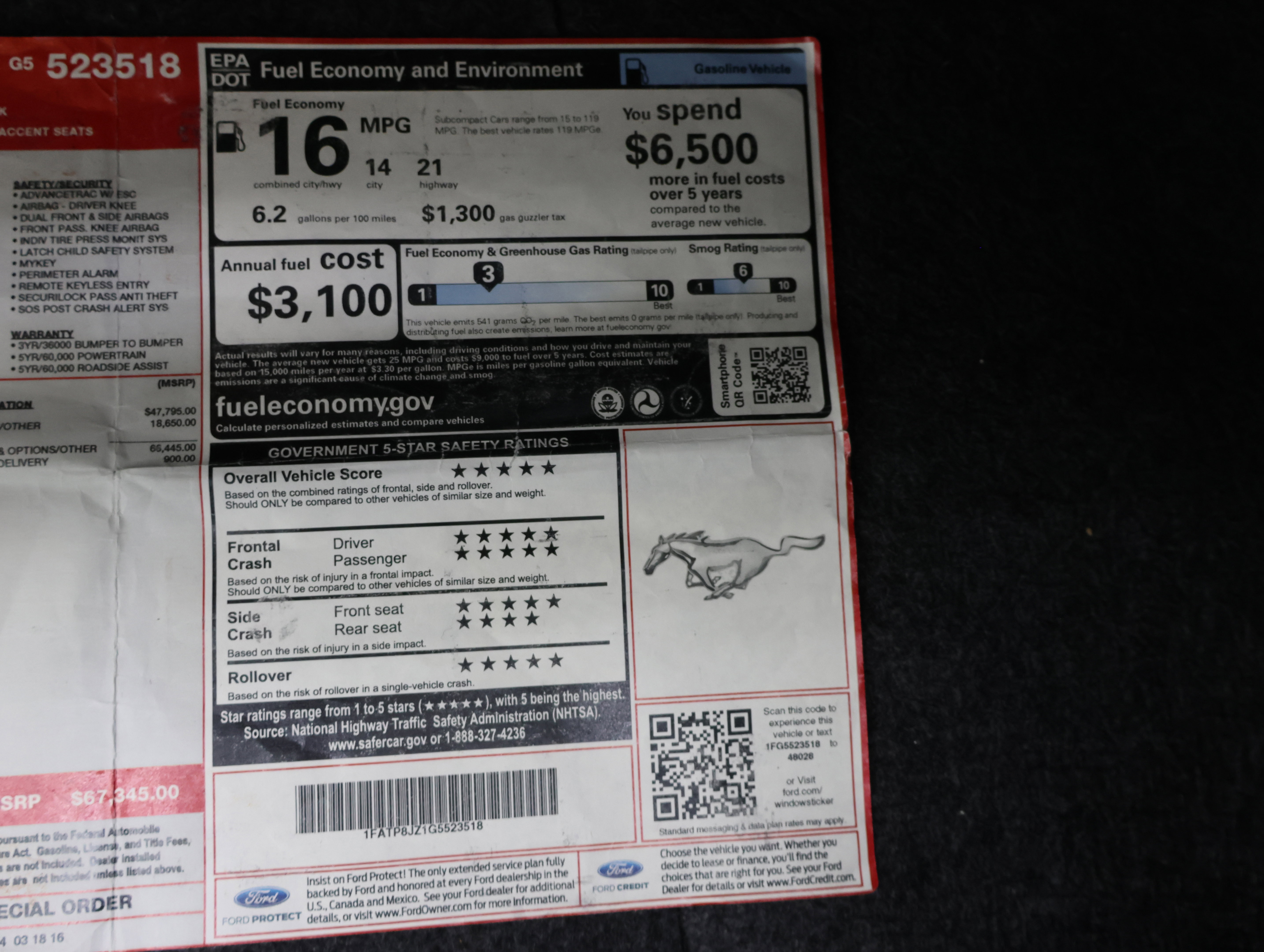 Used 2016 Ford Mustang Shelby GT350R w/ GT350R Equipment Group 920A RWD image 30