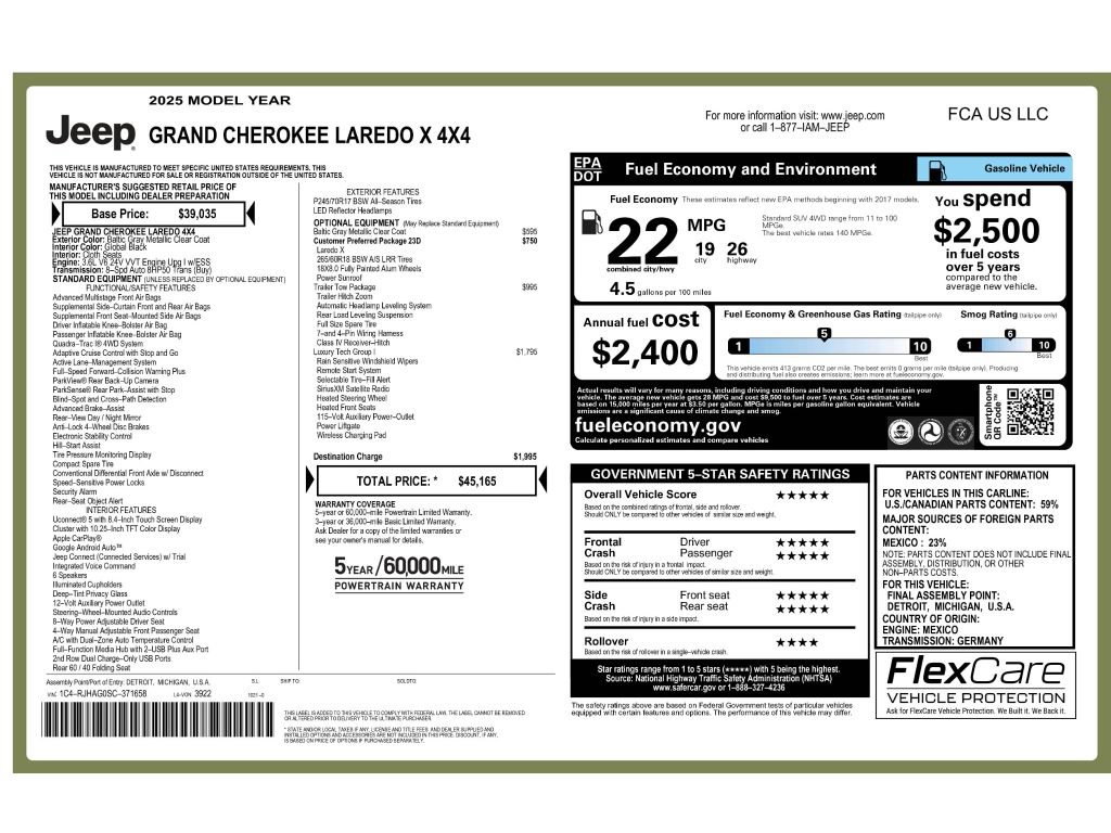Used 2025 Jeep Grand Cherokee Laredo X w/ Luxury Tech Group I AWD/4WD image 2