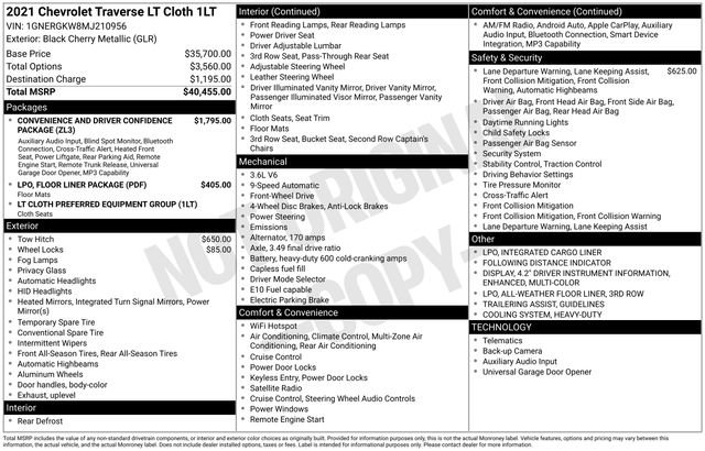 Used 2021 Chevrolet Traverse LT FWD image 2
