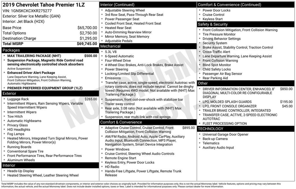 Used 2019 Chevrolet Tahoe Premier w/ Max Trailering Package image 6