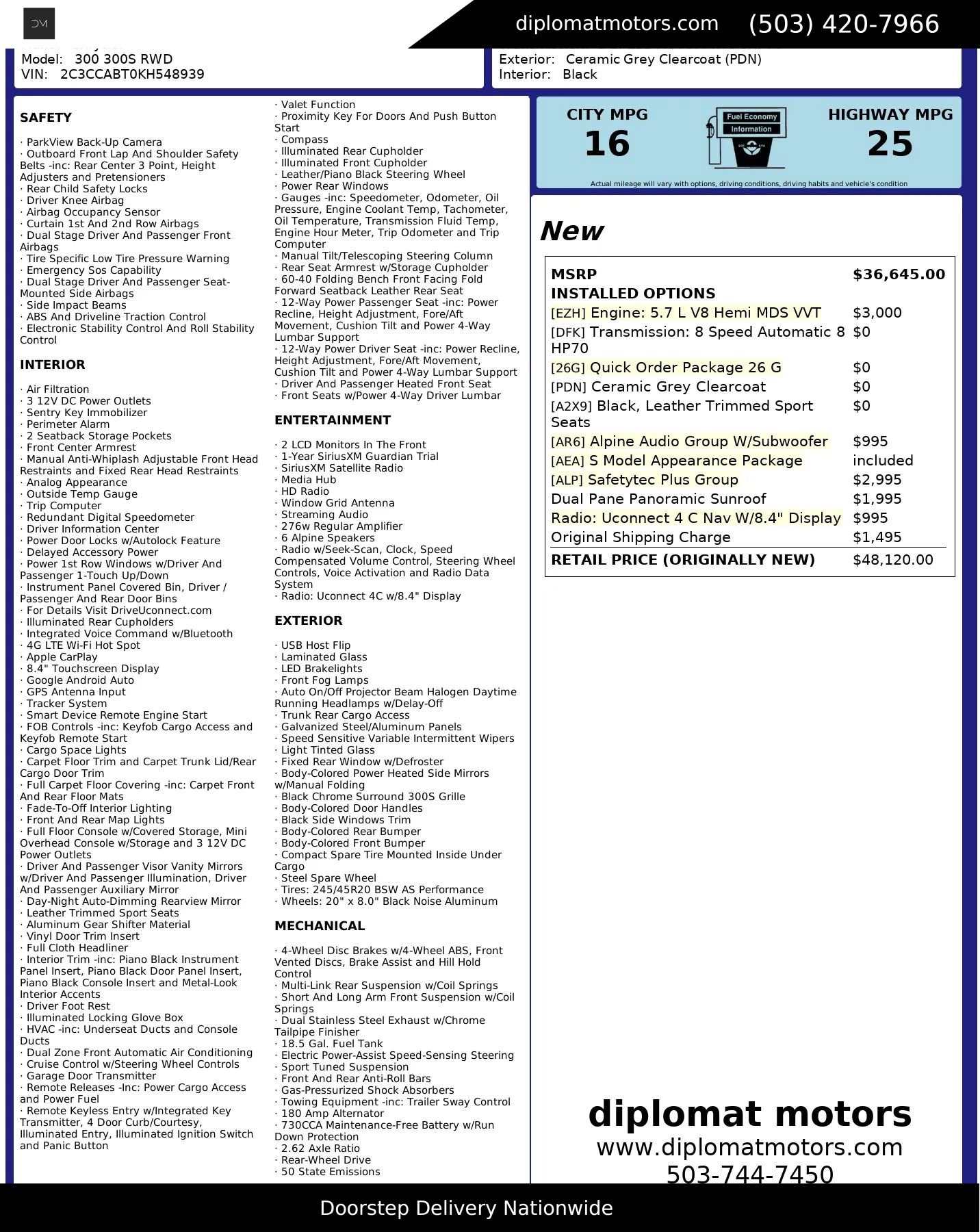 Used 2019 Chrysler 300 S w/ Safetytec Plus Group image 2