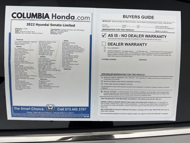 Used 2022 Hyundai Sonata Limited FWD image 33