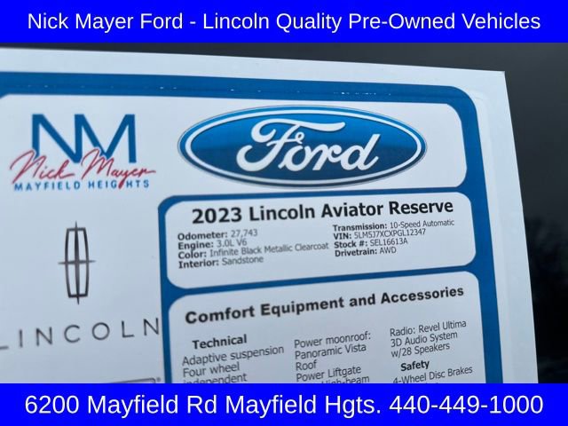 Used 2023 Lincoln Aviator Reserve w/ Equipment Group 201A image 12