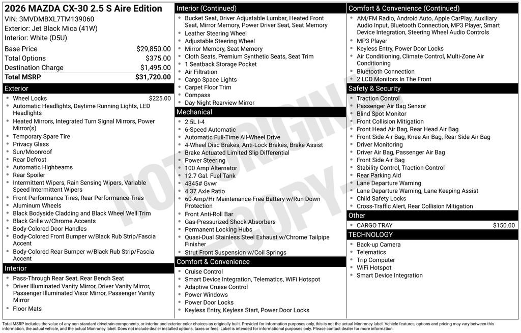 New 2026 MAZDA CX-30 Aire Edition AWD/4WD image 6