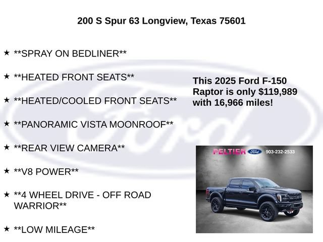 Used 2025 Ford F150 Raptor w/ Equipment Group 803A Raptor R AWD/4WD image 20