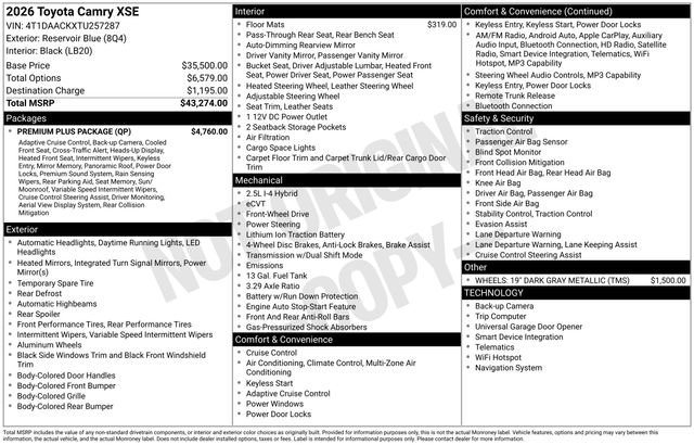 New 2026 Toyota Camry XSE w/ Premium Plus Package image 7