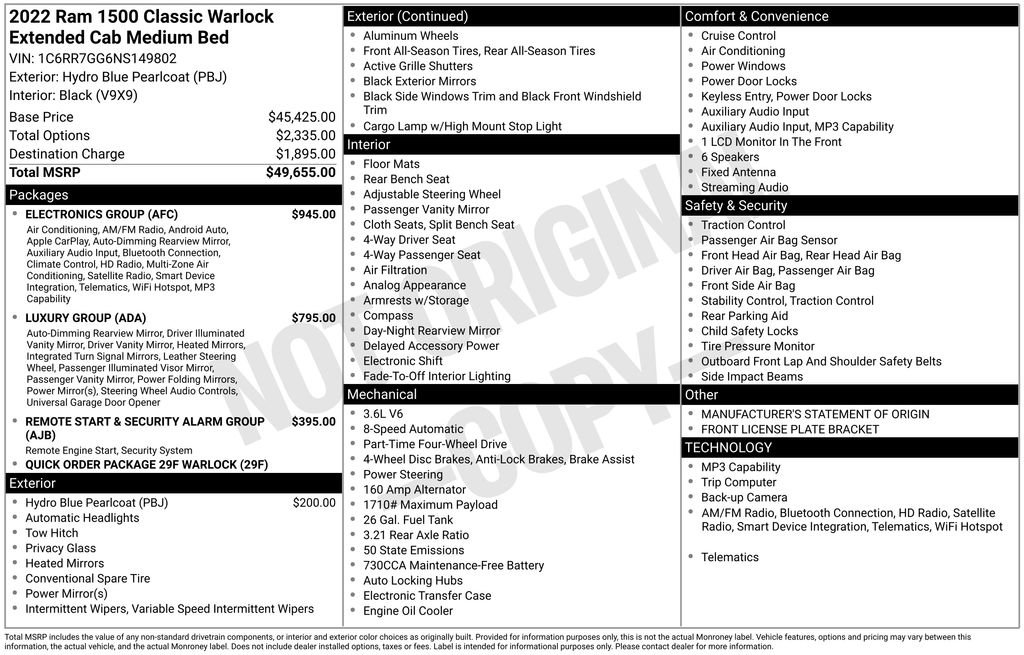 Certified 2022 RAM 1500 Classic Warlock w/ Electronics Group image 7