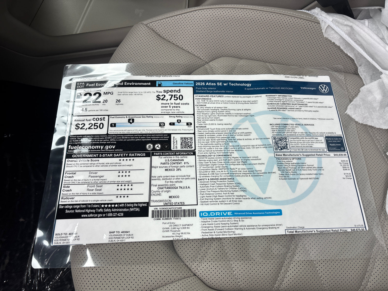 New 2026 Volkswagen Atlas SE AWD/4WD image 17