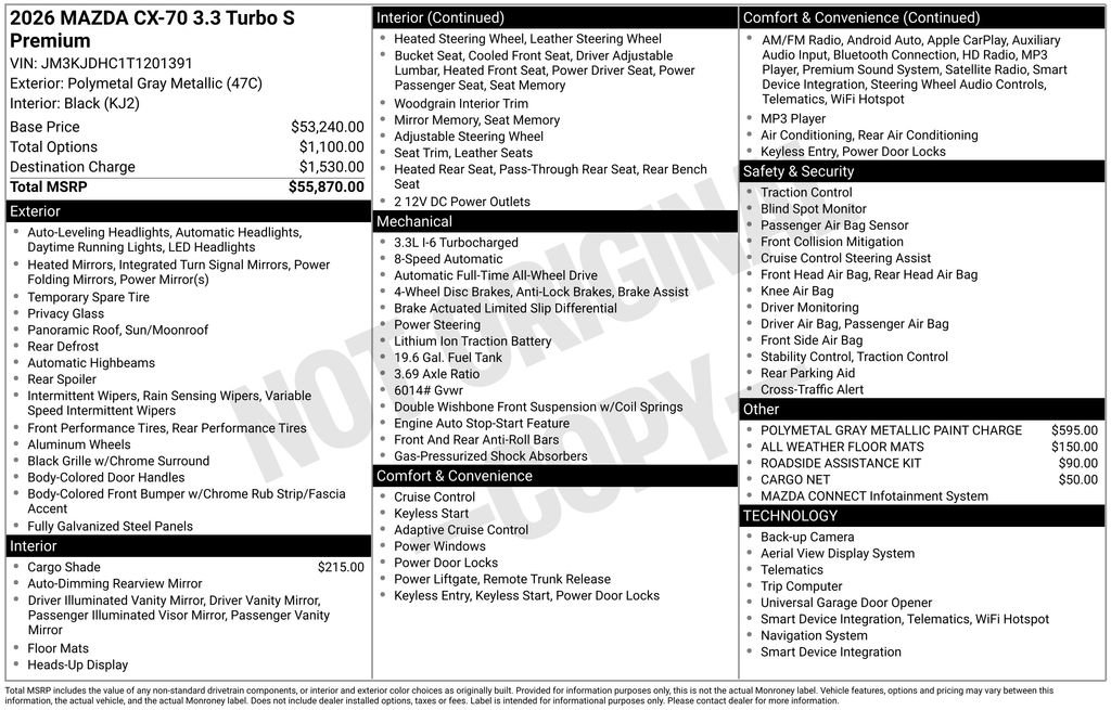 New 2026 MAZDA CX-70 3.3 Turbo S w/ Premium Package image 4