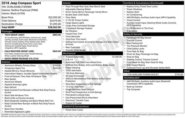 Used 2018 Jeep Compass Sport w/ Tech Group AWD/4WD image 38